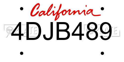 4DJB489 California License Plate