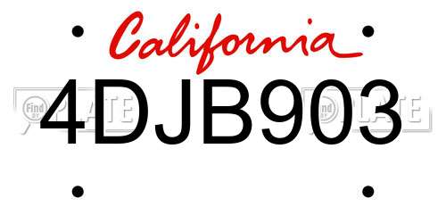 4DJB903 California License Plate