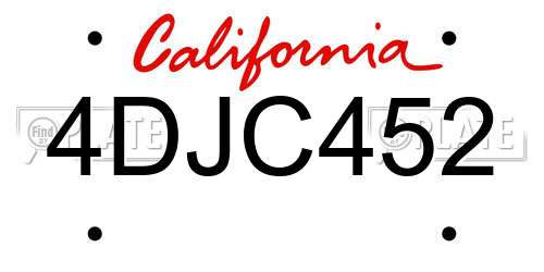 4DJC452 California License Plate