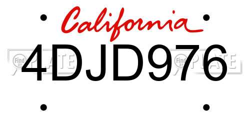4DJD976 California License Plate