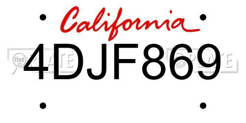 4DJF869 California License Plate