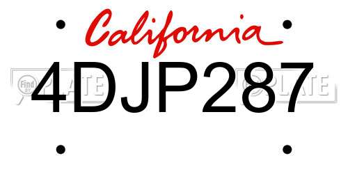 4DJP287 California License Plate
