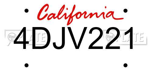 4DJV221 California License Plate