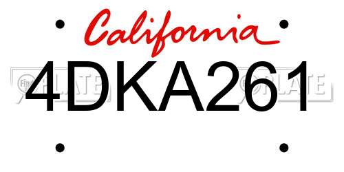 4DKA261 California License Plate