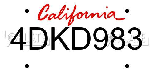 4DKD983 California License Plate