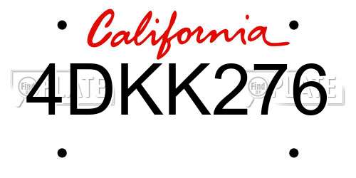 4DKK276 California License Plate