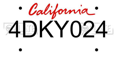 4DKY024 California License Plate