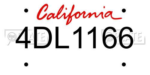 4DL1166 California License Plate