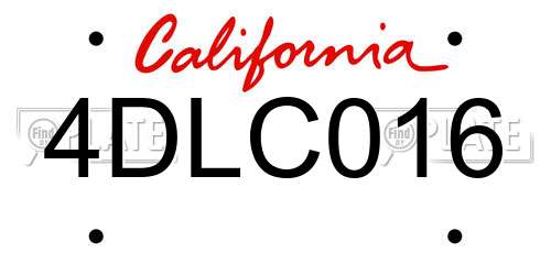 4DLC016 California License Plate