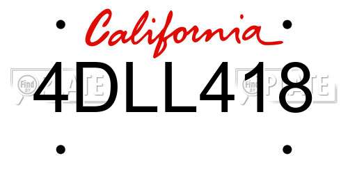 4DLL418 California License Plate