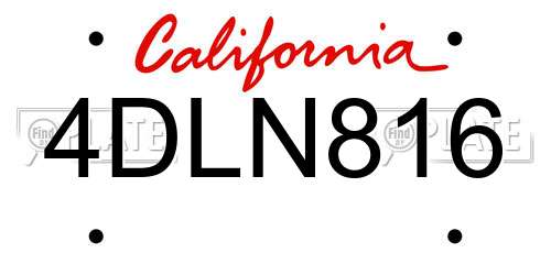 4DLN816 California License Plate