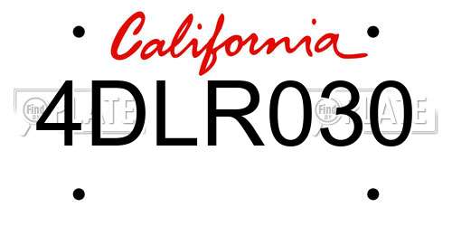 4DLR030 California License Plate
