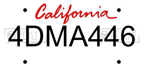 4DMA446 California License Plate