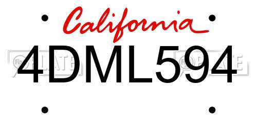 4DML594 California License Plate