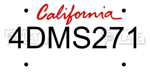 4DMS271 California License Plate