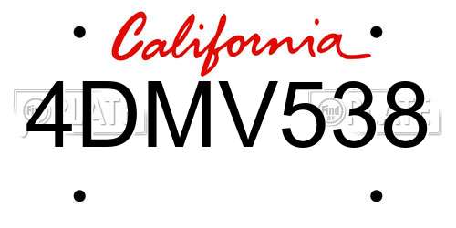 4DMV538 California License Plate