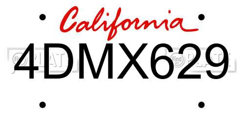 4DMX629 California License Plate