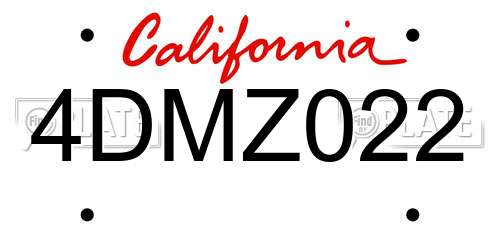 4DMZ022 California License Plate
