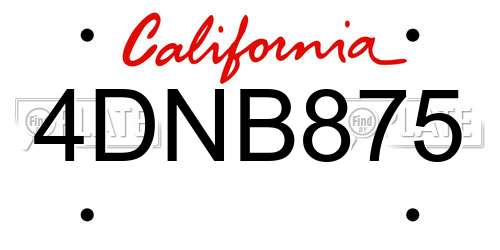 4DNB875 California License Plate