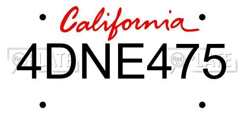 4DNE475 California License Plate
