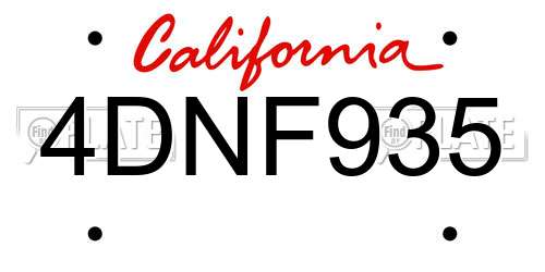 4DNF935 California License Plate