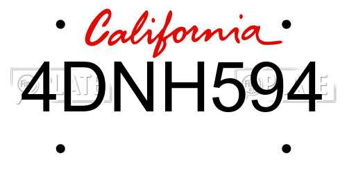 4DNH594 California License Plate