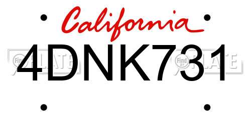 4DNK731 California License Plate