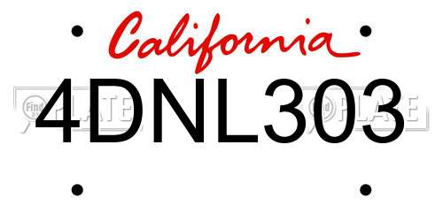 4DNL303 California License Plate