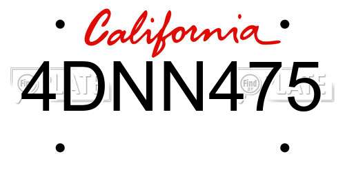 4DNN475 California License Plate