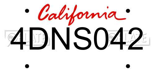 4DNS042 California License Plate