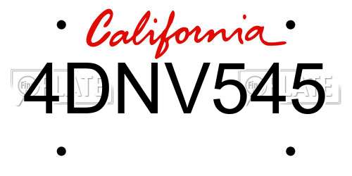 4DNV545 California License Plate
