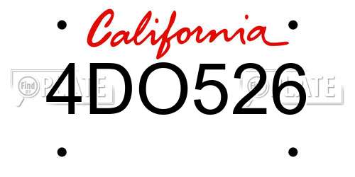4DO526 California License Plate