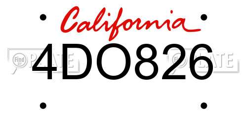 4DO826 California License Plate