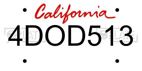 4DOD513 California License Plate