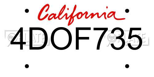 4DOF735 California License Plate