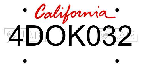 4DOK032 California License Plate