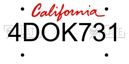 4DOK731 California License Plate