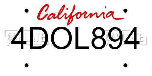 4DOL894 California License Plate