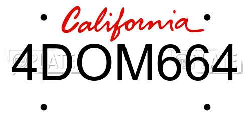 4DOM664 California License Plate