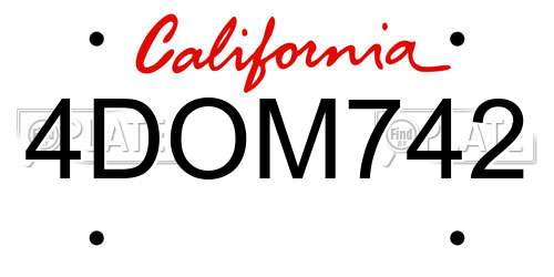 4DOM742 California License Plate