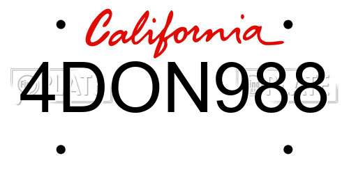 4DON988 California License Plate