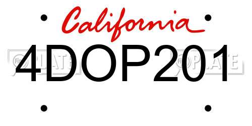 4DOP201 California License Plate