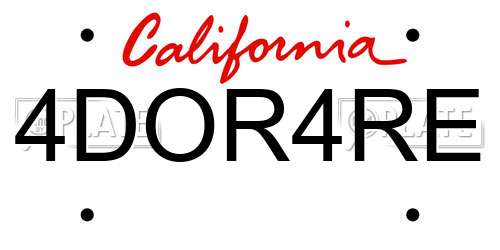 4DOR4RE California License Plate