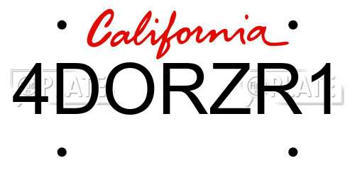 4DORZR1 California License Plate