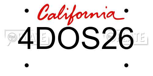 4DOS26 California License Plate