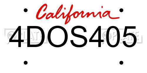 4DOS405 California License Plate
