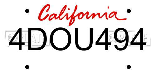 4DOU494 California License Plate