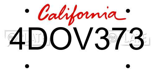 4DOV373 California License Plate