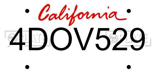 4DOV529 California License Plate