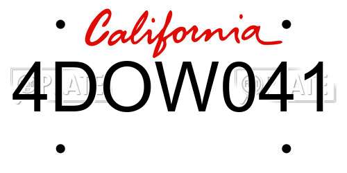4DOW041 California License Plate